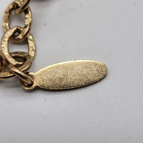 Laura J Finery Gold Plated Brass Necklace Druzy Geode Pendant Teal Gemstones - Picture 9 of 12